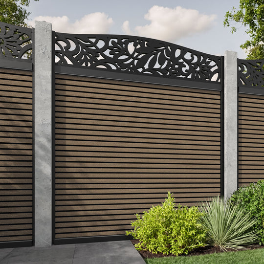 Hudson Heritage Curved Top Fence Panel - Teak - for existing concrete posts