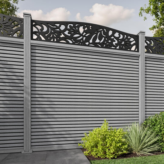 Hudson Heritage Curved Top Fence Panel - Light Grey - with our composite posts