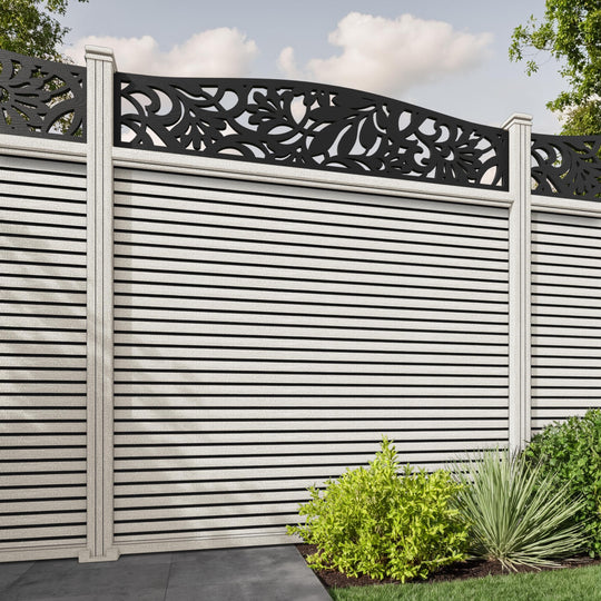 Hudson Heritage Curved Top Fence Panel - Light Stone - with our composite posts