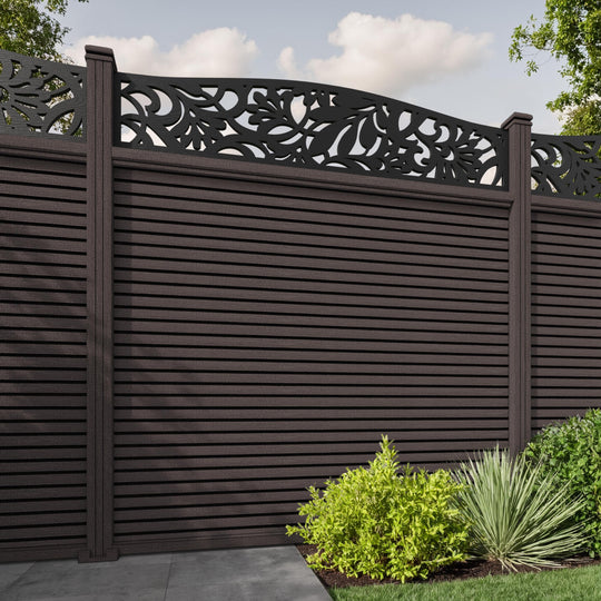 Hudson Heritage Curved Top Fence Panel - Mid Brown - with our composite posts