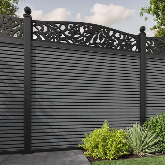 Hudson Heritage Curved Top Fence Panel - Mid Grey - with our aluminium posts