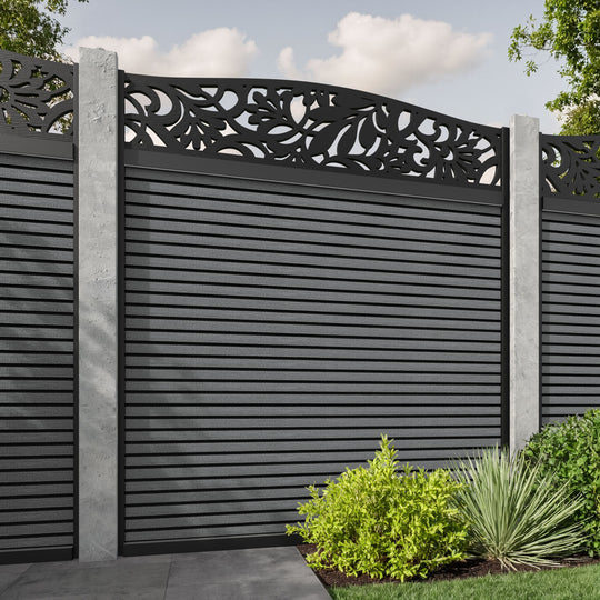 Hudson Heritage Curved Top Fence Panel - Mid Grey - for existing concrete posts