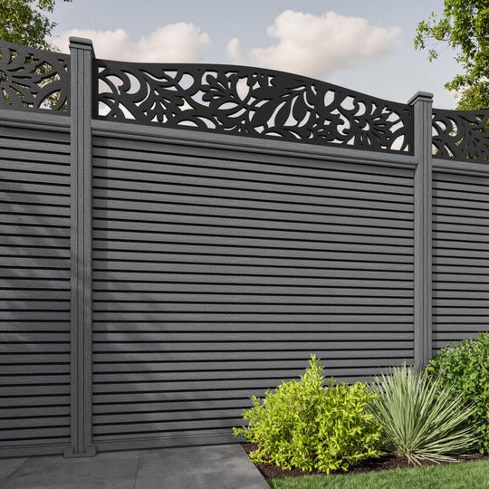 Hudson Heritage Curved Top Fence Panel - Mid Grey - with our composite posts