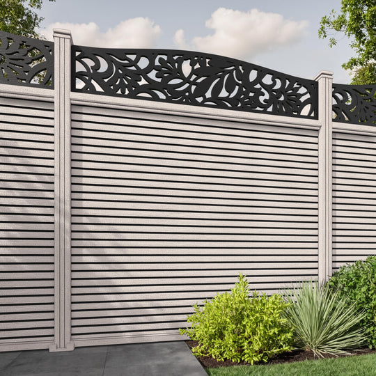 Hudson Heritage Curved Top Fence Panel - Mid Stone - with our composite posts