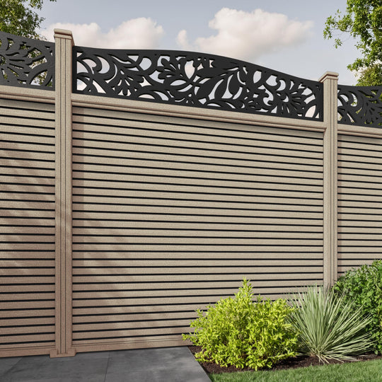 Hudson Heritage Curved Top Fence Panel - Light Oak - with our composite posts