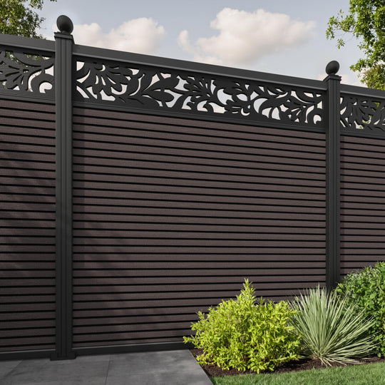 Hudson Heritage Fence Panel - Mid Brown - with our aluminium posts