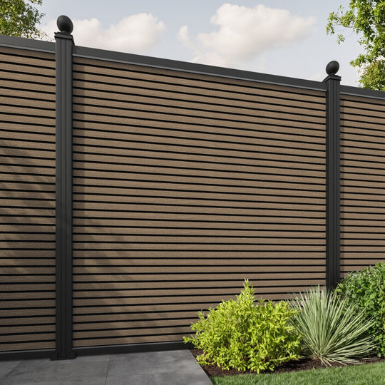 Hudson Fence Panel - Teak - with our aluminium posts