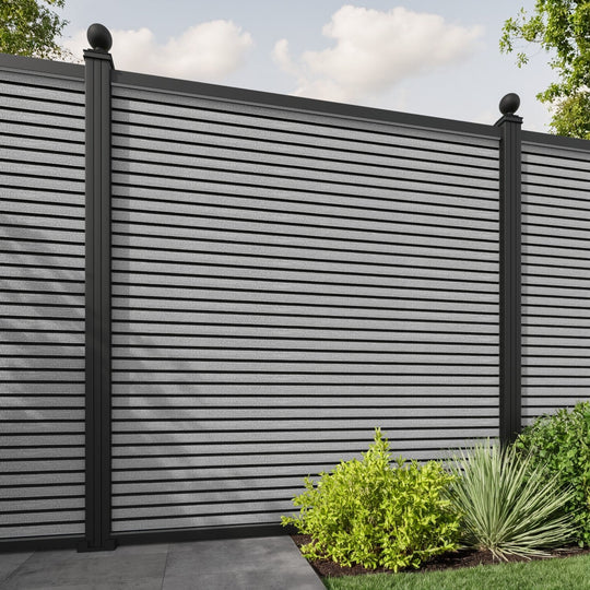 Hudson Fence Panel - Light grey - with our aluminium posts