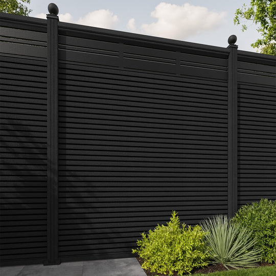 Hudson Linea Fence Panel - Black - with our composite posts