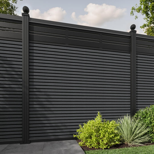 Hudson Linea Fence Panel - Dark Grey - with our aluminium posts