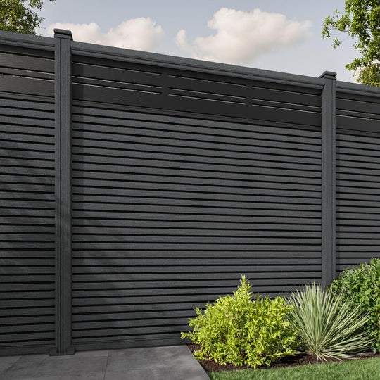 Hudson Linea Fence Panel - Dark Grey - with our composite posts
