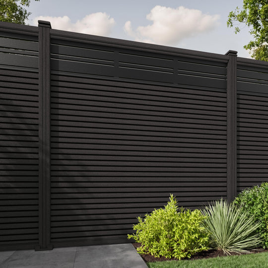 Hudson Linea Fence Panel - Dark Oak - with our composite posts