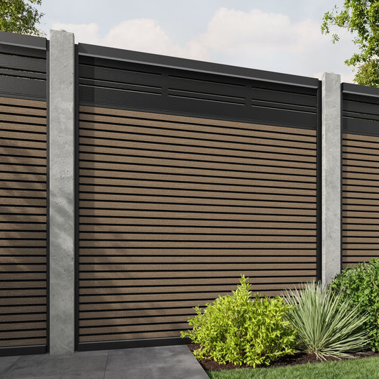 Hudson Linea Fence Panel - Teak - for existing concrete posts