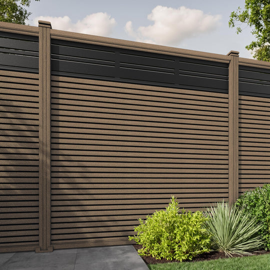 Hudson Linea Fence Panel - Teak - with our composite posts