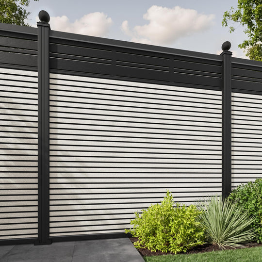 Hudson Linea Fence Panel - Light Stone - with our aluminium posts