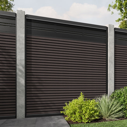 Hudson Linea Fence Panel - Mid Brown - for existing concrete posts