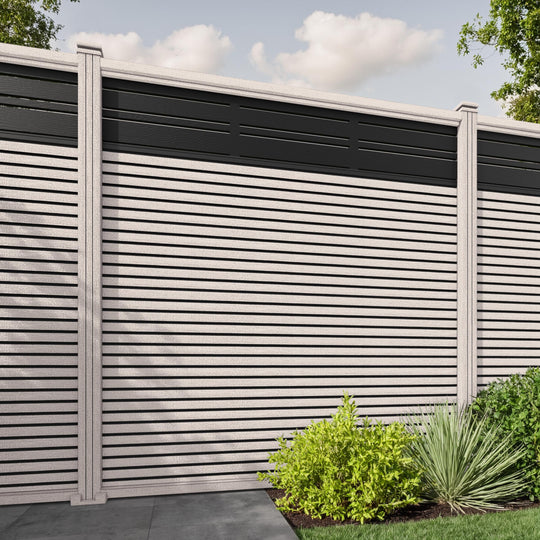 Hudson Linea Fence Panel - Mid Stone - with our composite posts