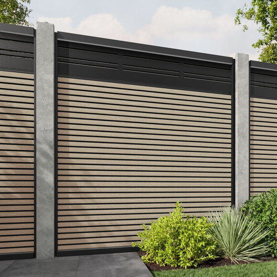 Hudson Linea Fence Panel - Light Oak - for existing concrete posts