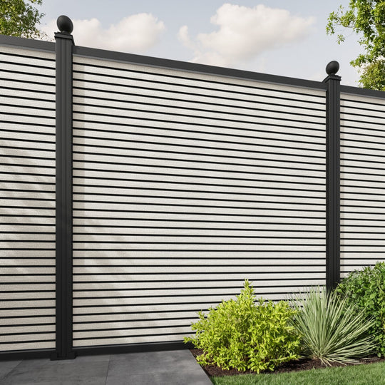 Hudson Fence Panel - Light stone - with our aluminium posts
