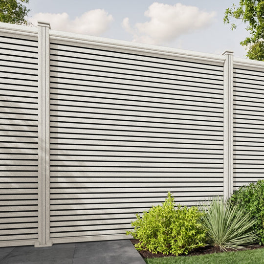 Hudson Fence Panel - Light Stone - with our composite posts
