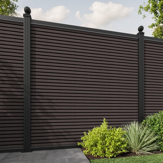 Hudson Fence Panel - Mid Brown - with our aluminium posts