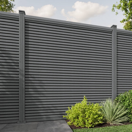 Hudson Fence Panel - Mid Grey - with our composite posts