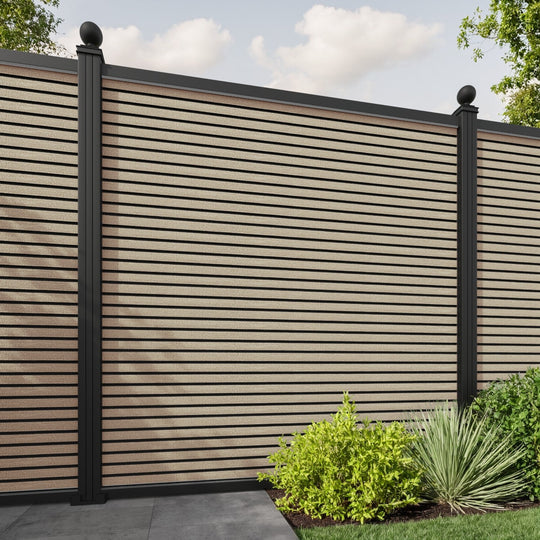 Hudson Fence Panel - Light oak - with our aluminium posts