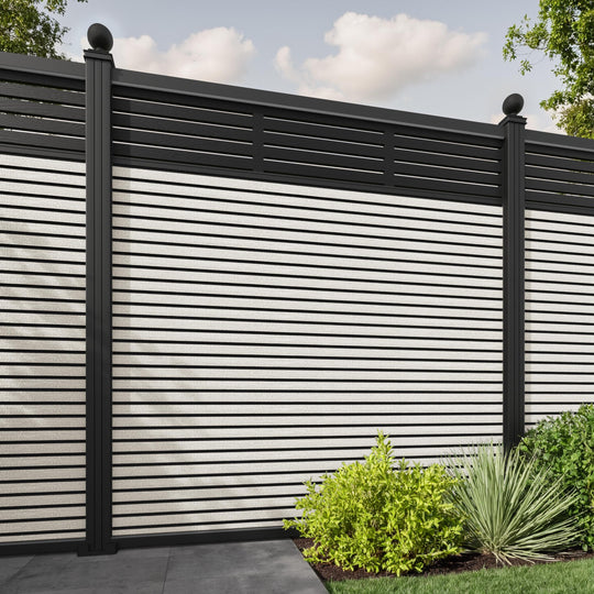 Hudson Aspen Fence Panel - Light Stone - with our aluminium posts