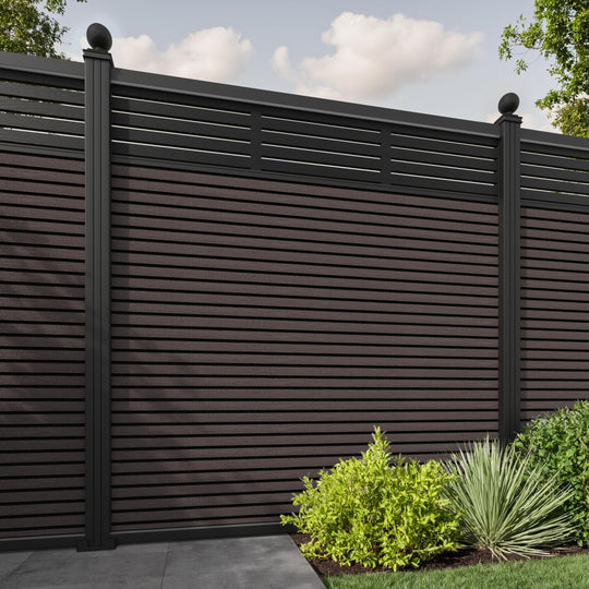 Hudson Aspen Fence Panel - Mid Brown - with our aluminium posts