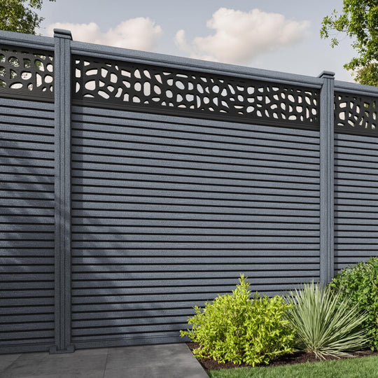 Hudson Pebble Fence Panel - Anthracite - with our composite posts