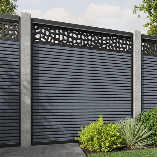 Hudson Pebble Fence Panel - Anthracite - for existing concrete posts