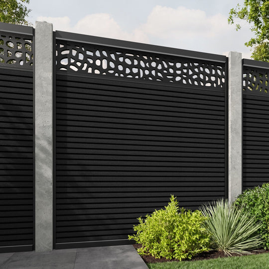 Hudson Pebble Fence Panel - Black - for existing concrete posts