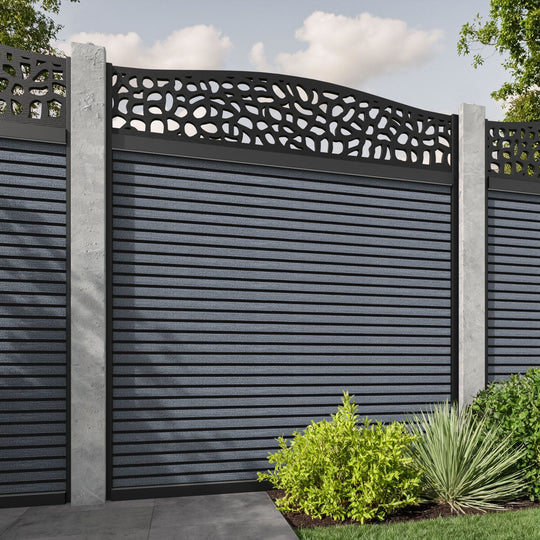 Hudson Pebble Curved Top Fence Panel - Anthracite - for existing concrete posts
