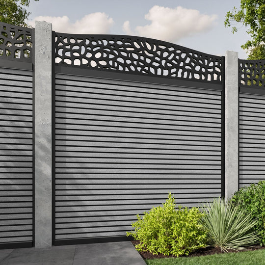Hudson Pebble Curved Top Fence Panel - Light Grey - for existing concrete posts