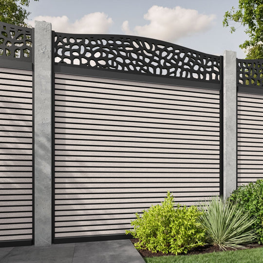Hudson Pebble Curved Top Fence Panel - Mid Stone - for existing concrete posts