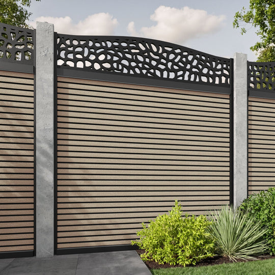 Hudson Pebble Curved Top Fence Panel - Light Oak - for existing concrete posts