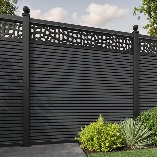 Hudson Pebble Fence Panel - Dark Grey - with our aluminium posts