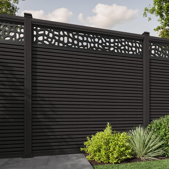 Hudson Pebble Fence Panel - Dark Oak - with our composite posts