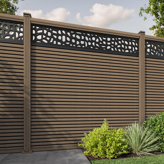 Hudson Pebble Fence Panel - Teak - with our composite posts