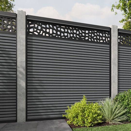 Hudson Pebble Fence Panel - Mid Grey - for existing concrete posts