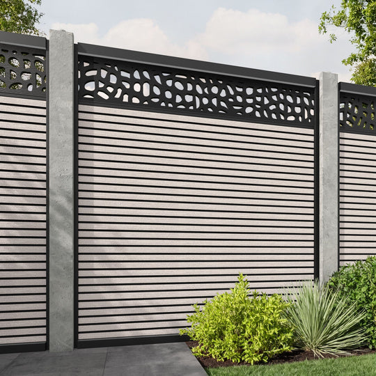 Hudson Pebble Fence Panel - Mid Stone - for existing concrete posts
