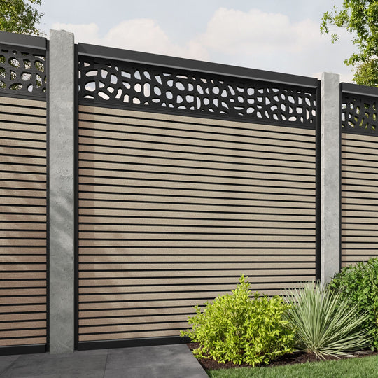 Hudson Pebble Fence Panel - Light Oak - for existing concrete posts