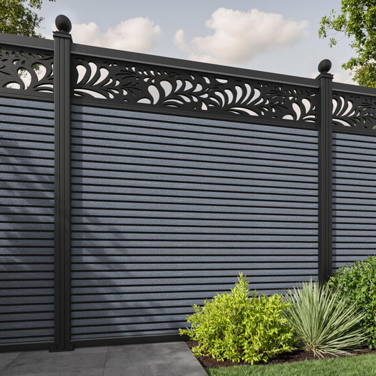 Hudson Petal Fence Panel - Anthracite - with our aluminium posts
