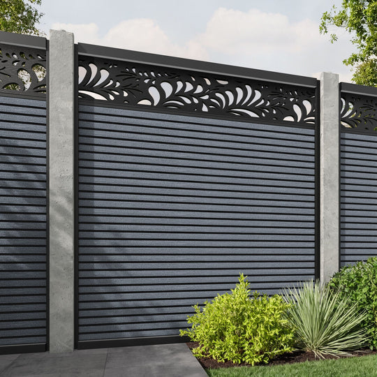 Hudson Petal Fence Panel - Anthracite - for existing concrete posts
