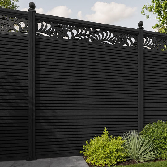 Hudson Petal Fence Panel - Black - with our composite posts