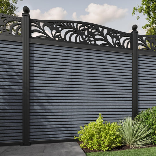 Hudson Petal Curved Top Fence Panel - Anthracite - with our aluminium posts