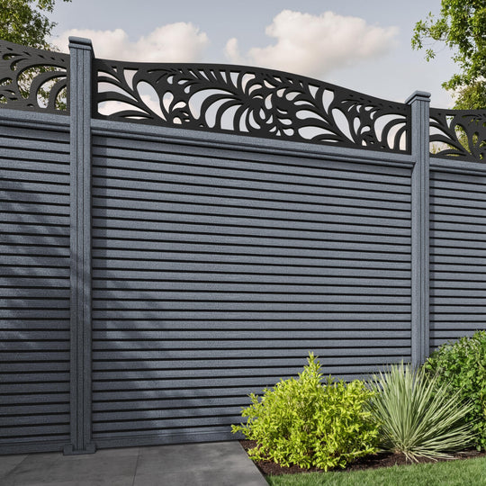 Hudson Petal Curved Top Fence Panel - Anthracite - with our composite posts