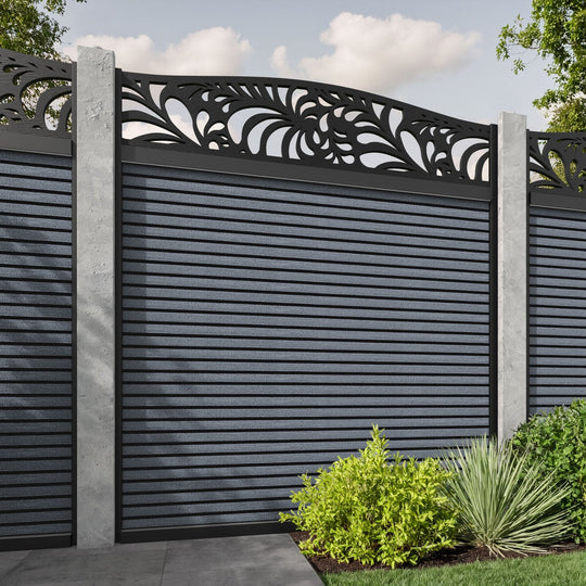 Hudson Petal Curved Top Fence Panel - Anthracite - for existing concrete posts