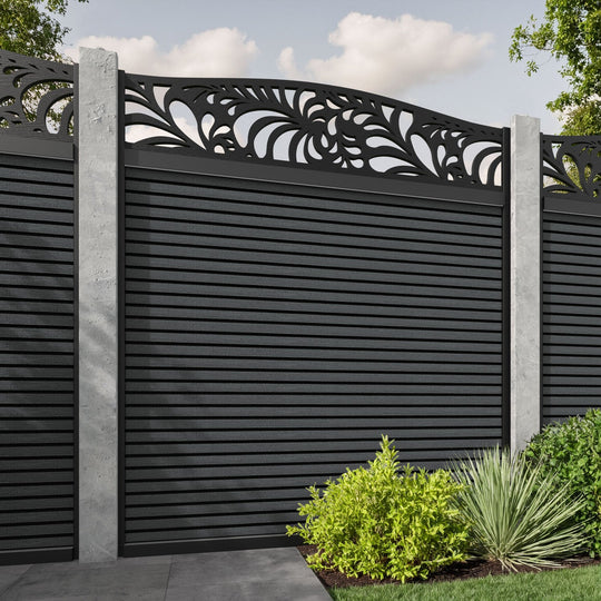 Hudson Petal Curved Top Fence Panel - Dark Grey - for existing concrete posts