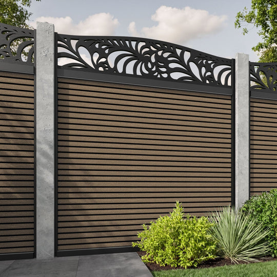 Hudson Petal Curved Top Fence Panel - Teak - for existing concrete posts